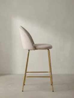 Barhocker 2er Set Samt Lehne Goldgestell Skandi-Stil Gepolstert, 50x50x102 cm ^ KADIMA DESIGN Sale