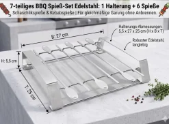 sonstige BBQ Spieß-Set Edelstahl 6 Spieße Schaschlikhalter Online