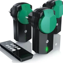 BEARWARE Außenbereich Funksteckdosen Set mit Fernbedienung - 3x Outdoor Funkschalter Steckdosen New