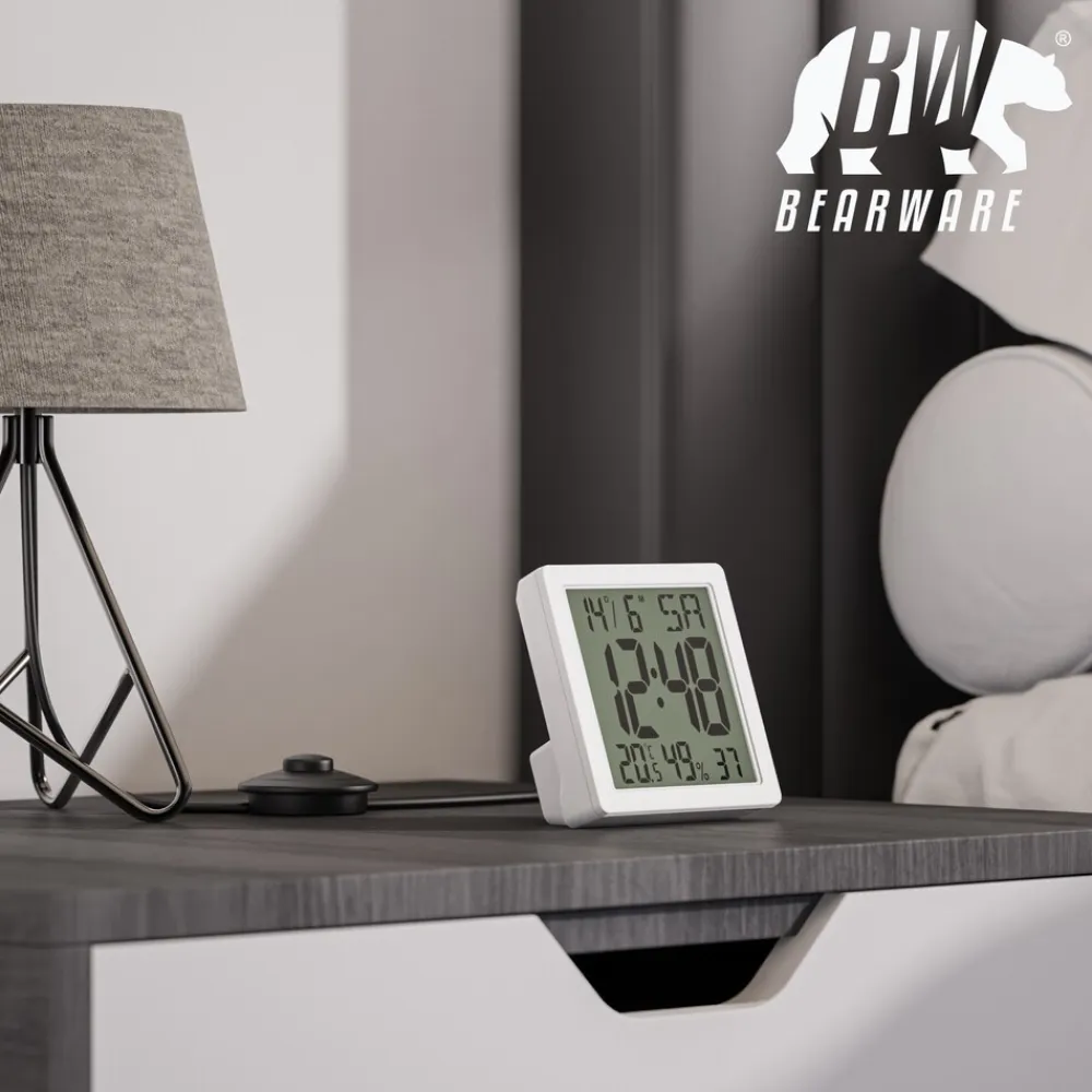 Digitalwecker, Licht, Temperatur, Luftfeuchtigkeit, Datum, Uhrzeit, Snooze, LCD, für Zuhause & unterwegs ^ BEARWARE Discount