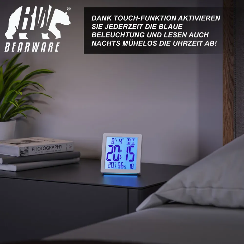 Digitalwecker, Licht, Temperatur, Luftfeuchtigkeit, Datum, Uhrzeit, Snooze, LCD, für Zuhause & unterwegs ^ BEARWARE Discount