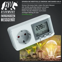 BEARWARE Energiekostenmessgerät - Stromverbrauchszähler, Energiekosten Anzeige - Stromzähler - 3680W - Energiemessgerät Clearance