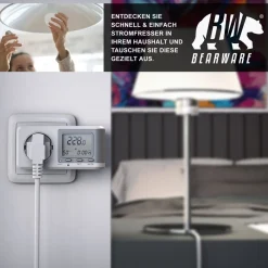 BEARWARE Energiekostenmessgerät - Stromverbrauchszähler, Energiekosten Anzeige - Stromzähler - 3680W - Energiemessgerät Clearance
