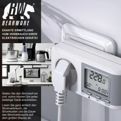 BEARWARE Energiekostenmessgerät - Stromverbrauchszähler, Energiekosten Anzeige - Stromzähler - 3680W - Energiemessgerät Clearance
