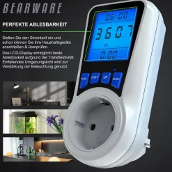 BEARWARE Energiekostenmessgerät Stromkostenmessgerät, max. 3680 W, Stromverbrauchszähler, Stromzähler Best