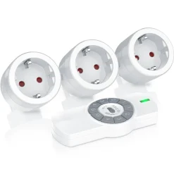 BEARWARE Funksteckdosen-Set für den Innenbereich 3x Funksteckdosen + Fernbedienung / max. 25m Best