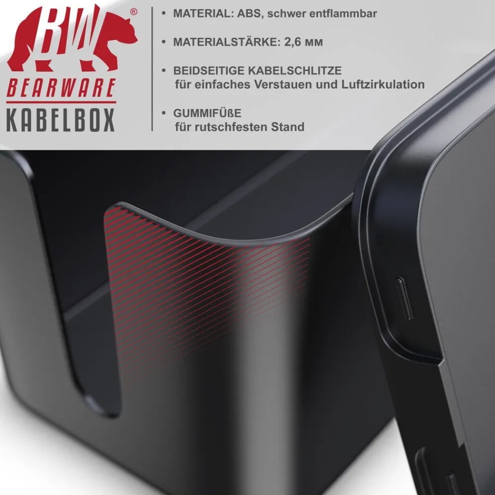 Kabelbox mit Gummifüßen - Kabelmanagement / dezente Optik / Ladebox ^ BEARWARE Outlet