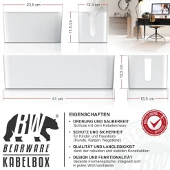 Kabelbox Set 2 teilig, Gummifüße, zum Kabelmanagement ^ BEARWARE Online