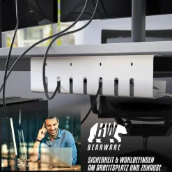 BEARWARE Kabelkanal, Edelstahl, unter dem Schreibtisch, ohne Bohren Discount