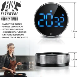 BEARWARE Küchentimer Digital, Küchenwecker Eieruhr, LED Display, Countdown, magnetisch Best
