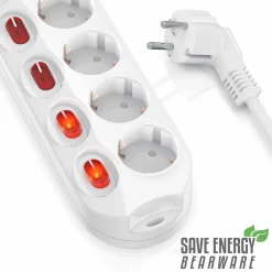 BEARWARE Steckdosenleiste Mehrfachsteckdose Steckerleiste 3680W, 5-fach