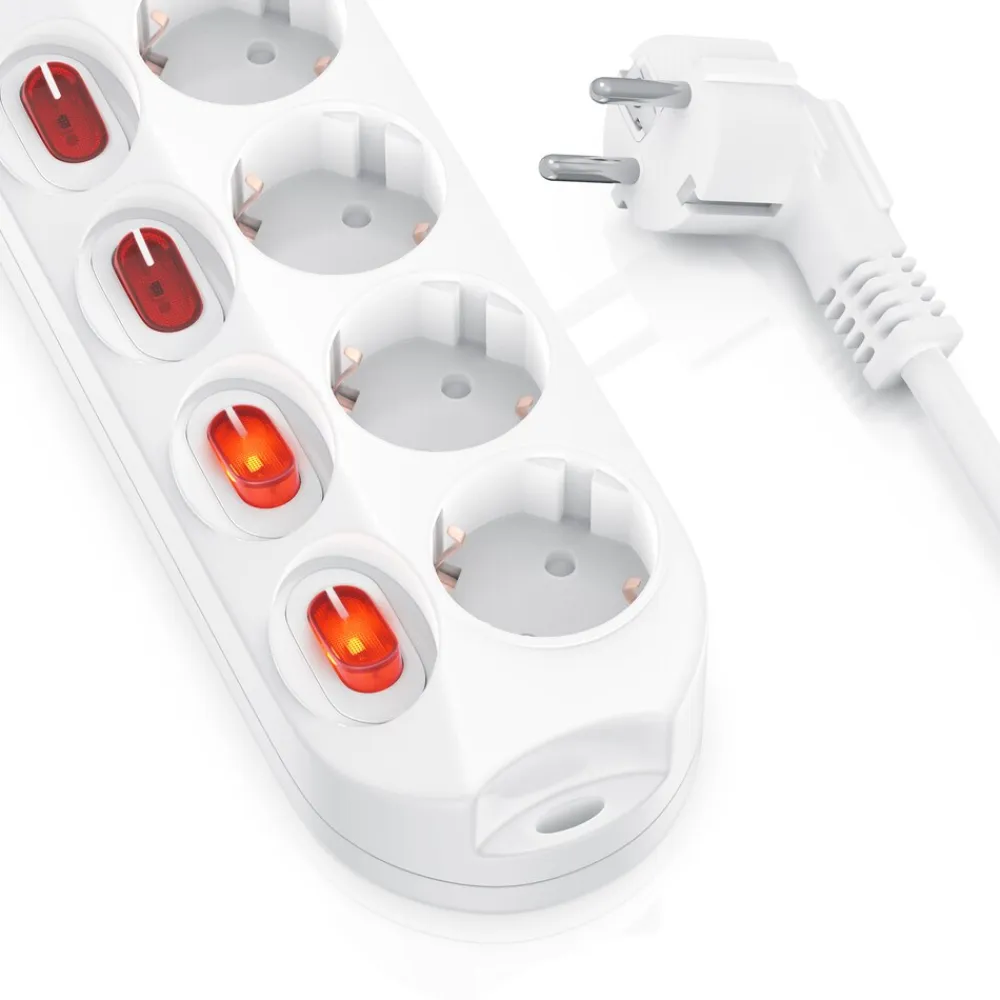 Steckdosenleiste Mehrfachsteckdose Steckerleiste 3680W, 4-fach ^ BEARWARE Best