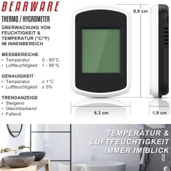 4x Hygrometer, Hygrometer Thermometer, Temperatur & Luftfeuchtigkeit Messgerät ^ BEARWARE Outlet