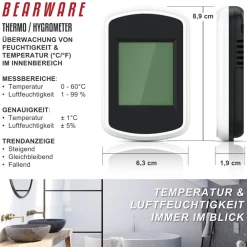 BEARWARE 3x Hygrometer,Hygrometer Thermometer, Temperatur & Luftfeuchtigkeit Messgerät Outlet