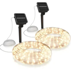 2x LED-Lichterkette, Solar 10m warmweiß, Innen & Außen, Solarpanel mit Akku, 100 Leds, IP44 ^ BEARWARE Outlet