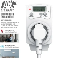 2x Steckdosen-Thermostat, max. 3680 W, programmierbar von 5°-30°C LCD Display mit Statusanzeige ^ BEARWARE Outlet