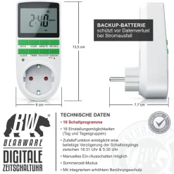 BEARWARE 3x Zeitschaltuhr, digital, programmierbar, LCD Display, Steckdosen Timer, max. 3680W Discount
