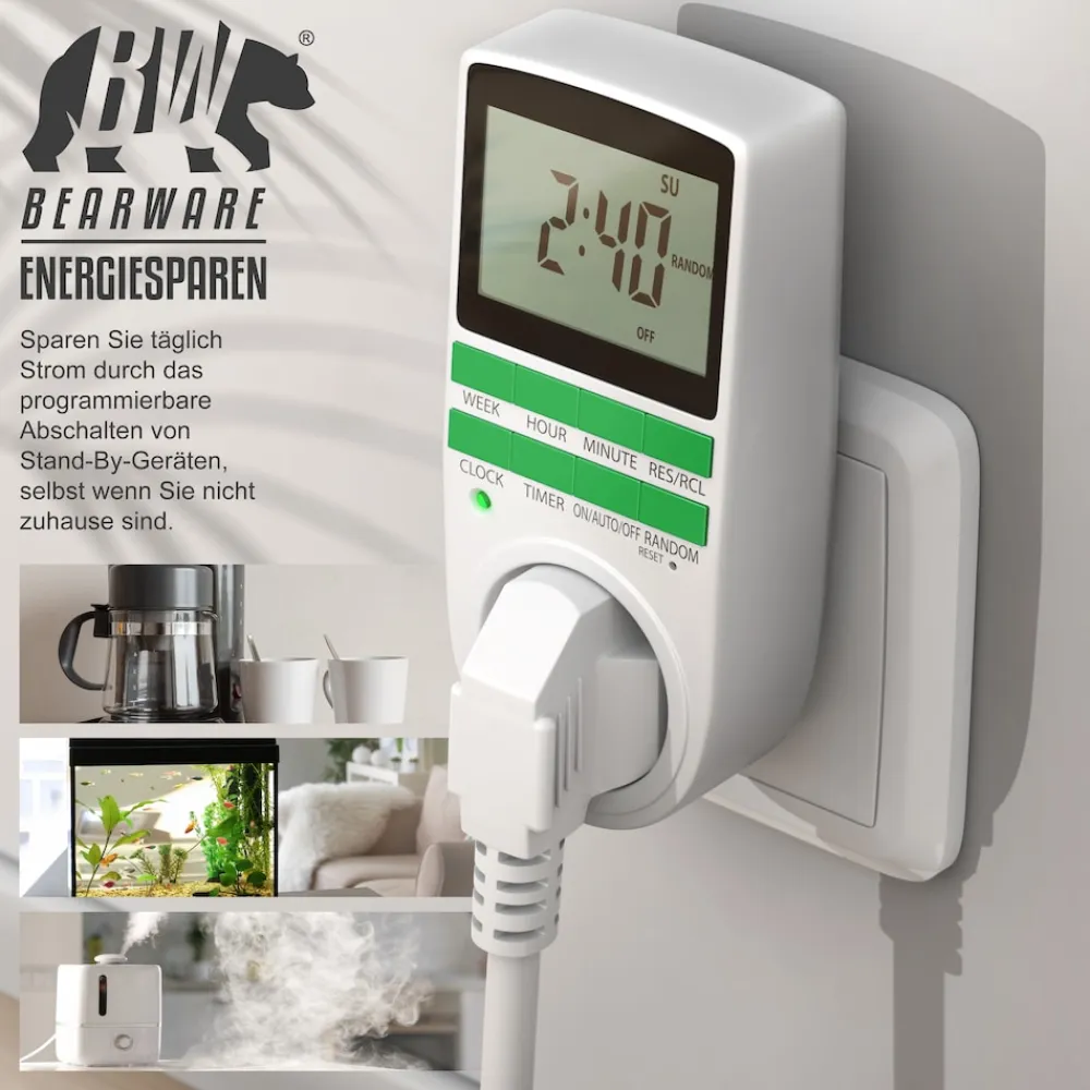 BEARWARE 2x Zeitschaltuhr, digital, programmierbar, LCD Display, Steckdosen Timer, max. 3680W New
