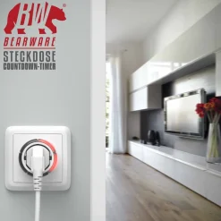 BEARWARE 2x Zeitschaltuhr, mechanisch, Steckdose mit Countdown Timer mit 5 einstellbaren Zeitintervallen Outlet