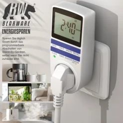 Zeitschaltuhr digital - 2,1 LCD-Display 5,3 cm - 3680W - Digital-Zeitschaltuhr mit 10 konfigurierbaren Programmen - Back-Up Reserve-Akku ^ BEARWARE Sale