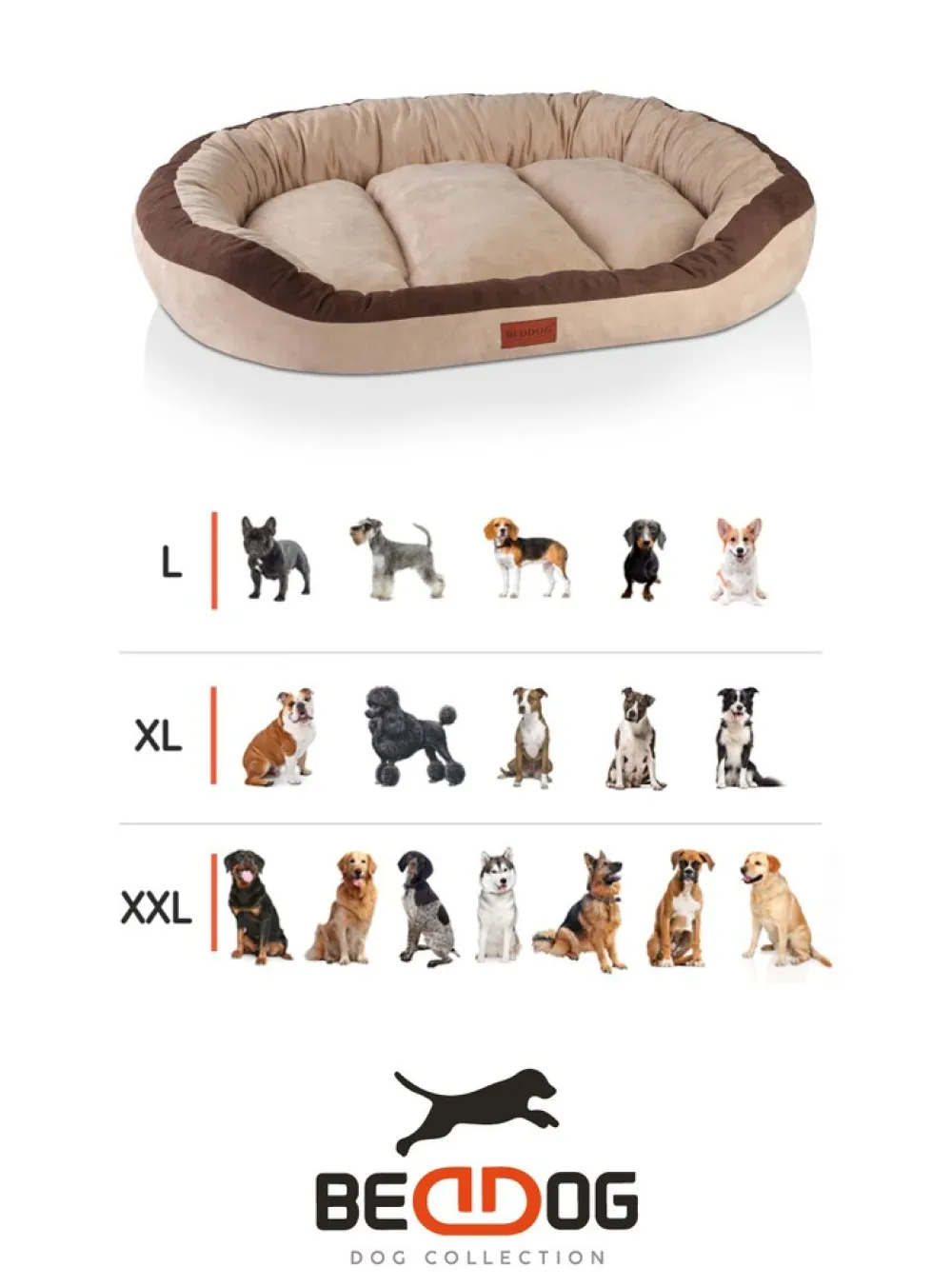 PRINS PREMIUM Hundebett aus strapazierfähigem Aicante-Gewebe ^ BedDog Outlet