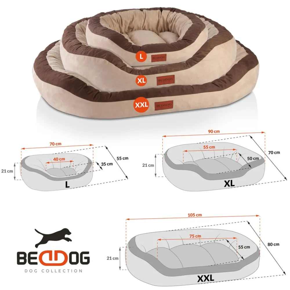 PRINS PREMIUM Hundebett aus strapazierfähigem Aicante-Gewebe ^ BedDog Outlet