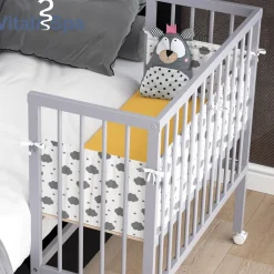 Beistellbett SOPHIE Grau Babybett Stillbett Stubenbett Nestchen Boxspringbett 2 Seitenteile ^ VitaliSpa Best