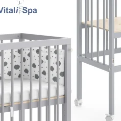 Beistellbett SOPHIE Grau Babybett Stillbett Stubenbett Nestchen Boxspringbett 2 Seitenteile ^ VitaliSpa Best