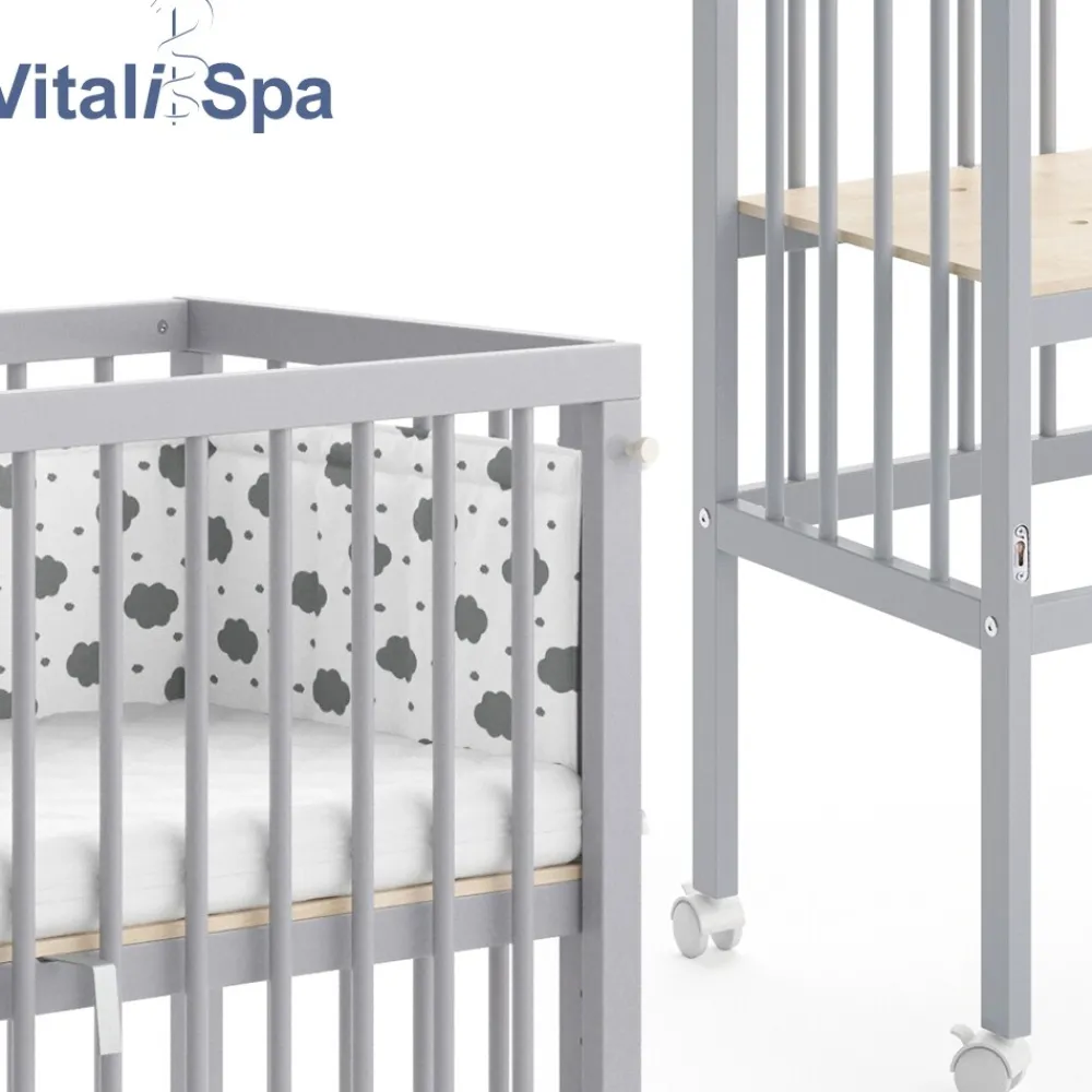 Beistellbett SOPHIE Grau Babybett Stillbett Stubenbett Nestchen Boxspringbett 2 Seitenteile ^ VitaliSpa Best