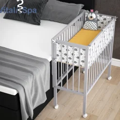 Beistellbett SOPHIE Grau Babybett Stillbett Stubenbett Nestchen Boxspringbett 2 Seitenteile ^ VitaliSpa Best