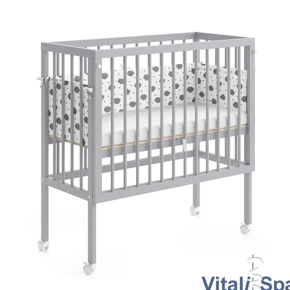 Beistellbett SOPHIE Grau Babybett Stillbett Stubenbett Nestchen Boxspringbett 2 Seitenteile ^ VitaliSpa Best
