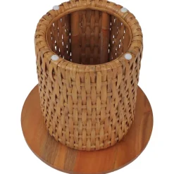 Beistelltisch -P15, Sofa-/Couchtisch Loungetisch Wohnzimmertisch Pflanzentisch Tisch, Mahagoniholz Rattan rund Ø44cm ^ MCW New