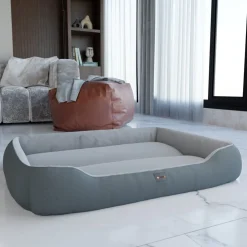 ® Hundebett SAMMY 95x75x18 cm, quadratisch, Polyester, maschinenwaschbar, rutschfest, inkl. Kauknochen ^ BENNO Outlet