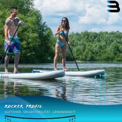 Bluemarina SUP Board Moana, aufblasbar mit Doppelkolben-Pumpe, Paddel, Rucksack, 5J Garantie (Classic 2.0, 325x86x15cm / 10'8