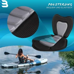 SUP-Sitz, Kajaksitz für Stand Up Paddle, mit Paddel, ergonomisch, Schaumstoffpolster ^ Bluemarina New