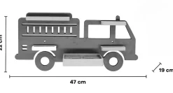 Kinderregal Auto Feuerwehr | hängend für Toniebox und Tonie Figuren | platzsparendes Regal | H. 22 x B. 47 x T. 19 | Wandregal Musikbox Figuren Aufbewahrung Magneteinsätzen | Aufbewahrungsregal Holz ^ BOARTI Discount