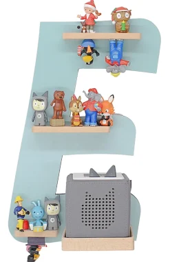 Kinderregal Buchstabe E | hängend für Toniebox und Tonie Figuren | platzsparendes Regal | H. 47 x B. 32 x T. 19 | Wandregal Musikbox und Figuren Aufbewahrung Magneteinsätzen | Aufbewahrungsregal Holz ^ BOARTI Best