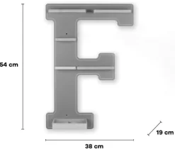 Kinderregal Buchstabe F | hängend für Toniebox und Tonie Figuren | platzsparendes Regal | H. 54 x B. 38 x T. 19 | Wandregal Musikbox Figuren Aufbewahrung mit Magneteinsätzen | Aufbewahrungsregal Holz ^ BOARTI Sale