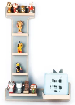 Kinderregal Buchstabe L | hängend für Toniebox und Tonie Figuren | platzsparendes Regal | H. 54 x B. 38 x T. 19 | Wandregal für Musikbox Figuren Aufbewahrung Magneteinsätzen | Aufbewahrungsregal Holz ^ BOARTI Best