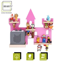 Kinderregal Haus Schloss | hängend für Toniebox und Tonie Figuren | platzsparendes Regal | H. 34 x B. 42 x T. 19 | Wandregal Musikbox und Figuren Aufbewahrung Magneteinsätzen | Aufbewahrungsregal Holz ^ BOARTI Hot