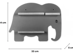 BOARTI Kinderregal Tier Elefant | hängend für Tonie Figuren | platzsparendes Regal | Maße: H. 24 x B. 33 x T. 5 cm | Wandregal für Figuren Aufbewahrung mit Magneteinsätzen | Aufbewahrungsregal Holz Grau