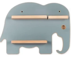 BOARTI Kinderregal Tier Elefant | hängend für Tonie Figuren | platzsparendes Regal | Maße: H. 24 x B. 33 x T. 5 cm | Wandregal für Figuren Aufbewahrung mit Magneteinsätzen | Aufbewahrungsregal Holz Grau