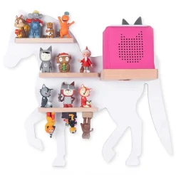 BOARTI Kinderregal Tier Pferd | hängend für Toniebox und Tonie Figuren | platzsparendes Regal | H. 42 x B. 46 x T. 19 | Wandregal für Musikbox Figuren Aufbewahrung Magneteinsätzen | Aufbewahrungsregal Holz Weiß Hot