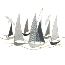 Wandobjekt Hanse Deko-Wandbild mit Fischen + Booten, maritimes Design ^ Boltze Sale