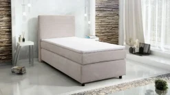 Küchen-Preisbombe Boxspringbett Hotelbett 90x200 Bonellfederkern Bett Topper Paxos Cordstoff beige Hot