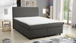 Boxspringbett Hotelbett 140x200 Bonellfederkern Bett mit Topper Paxos 2 grau ^ Küchen-Preisbombe Hot