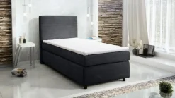 Boxspringbett Hotelbett 90x200 Bonellfederkern Bett Topper Paxos Cordstoff Grau ^ Küchen-Preisbombe Online