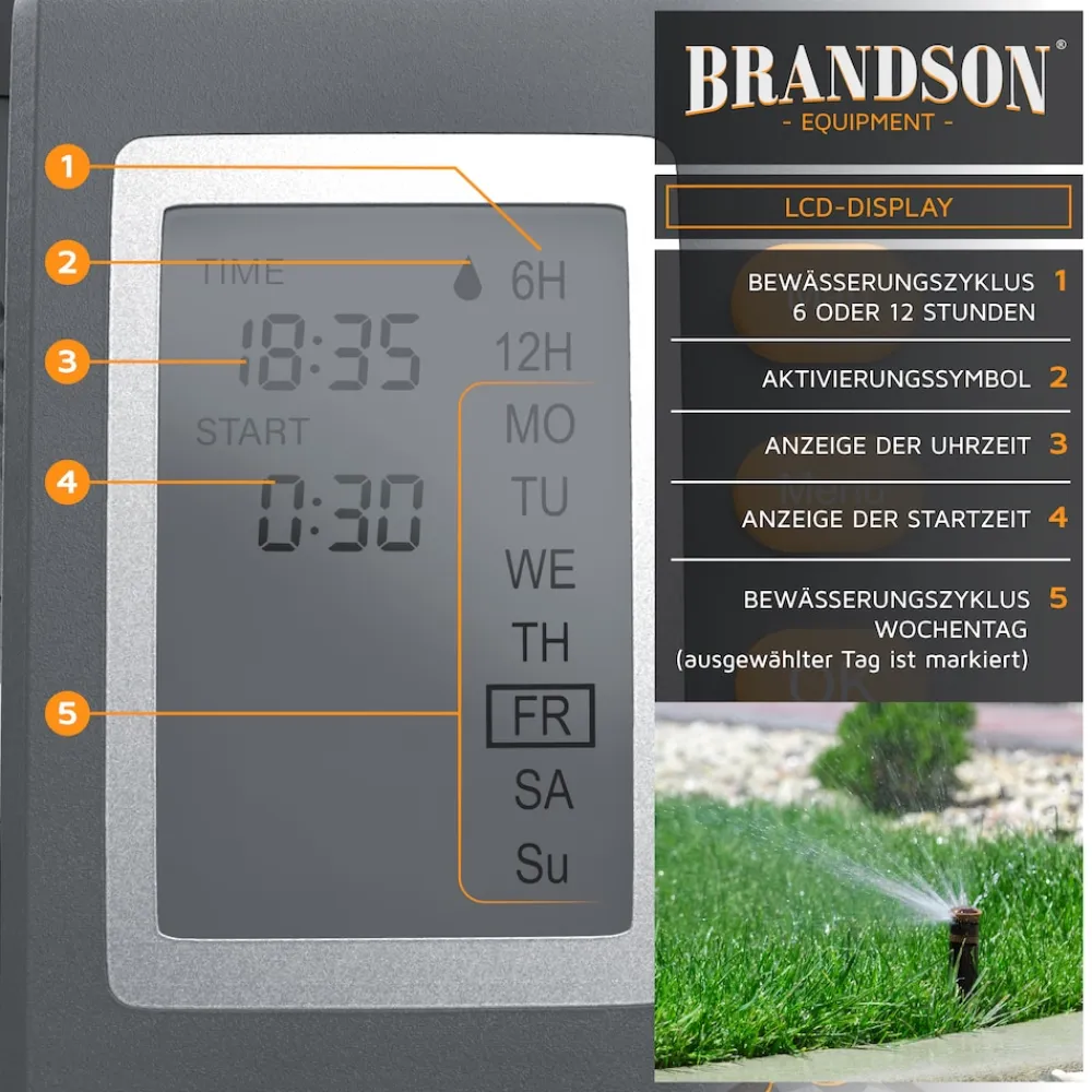 Brandson Bewässerungscomputer, digital, 1 bis 240 Min, LED-Display Discount