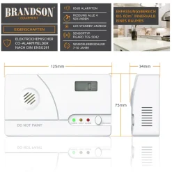 CO-Melder, Kohlenmonoxidmelder mit LCD-Display - CO Melder mit Figaro-Gassensor ^ Brandson New
