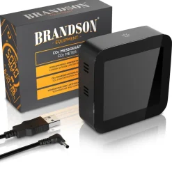 Brandson - CO2 Melder Messgerät Luftqualitätsprüfer, Kohlenstoffdioxid Sensor Messung PPM, Co2 Anzeige, Raumluft Lüftungsampfehlung Alarm, Wecker Best